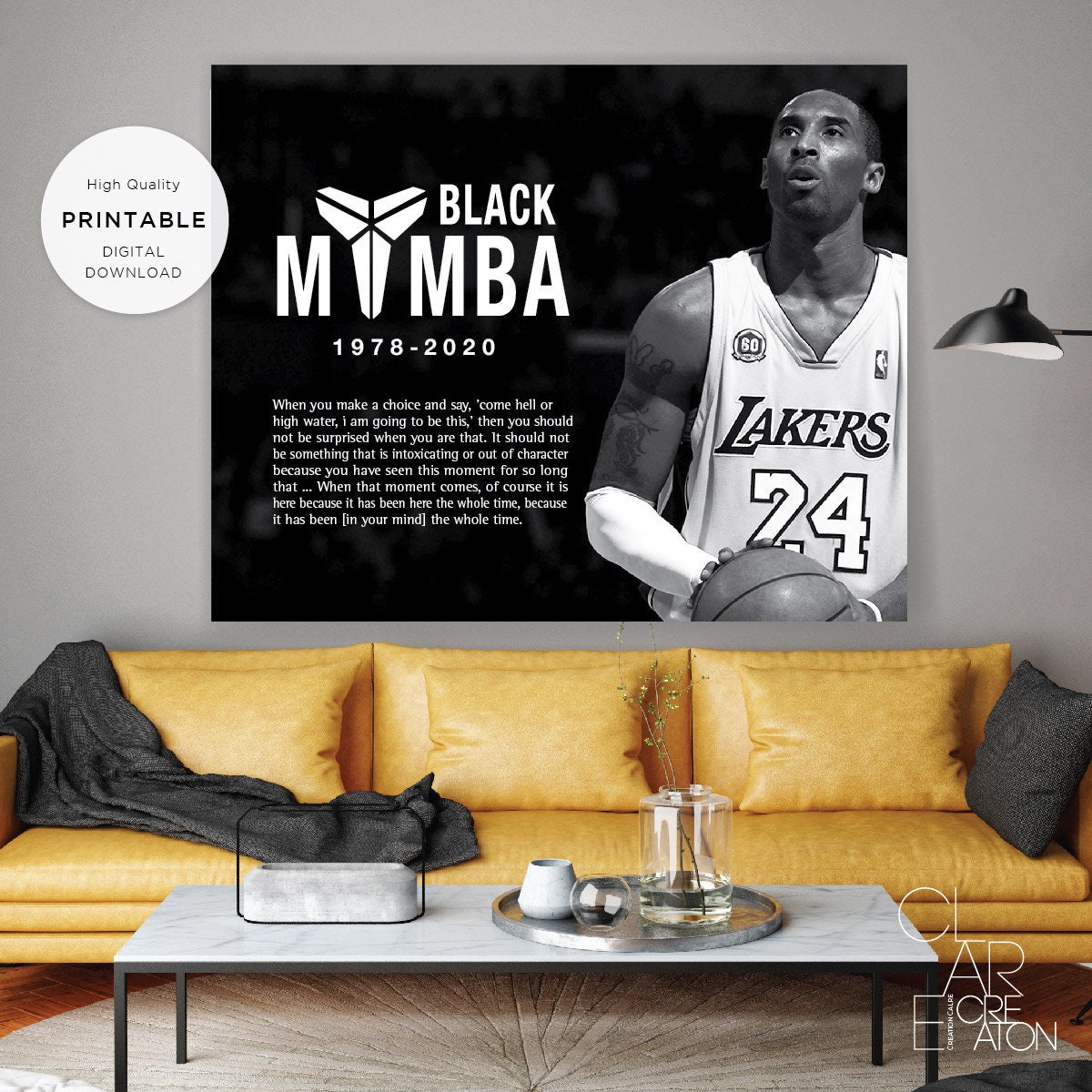 KOBE BRYANT Quote Printable Wall Art Printable Poster Living | Etsy