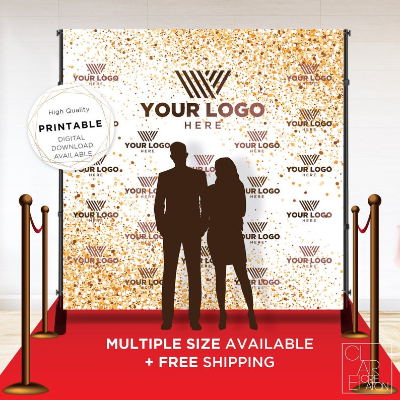 Company Custom Logo Backdrop Banner, Step and Repeat Business Event