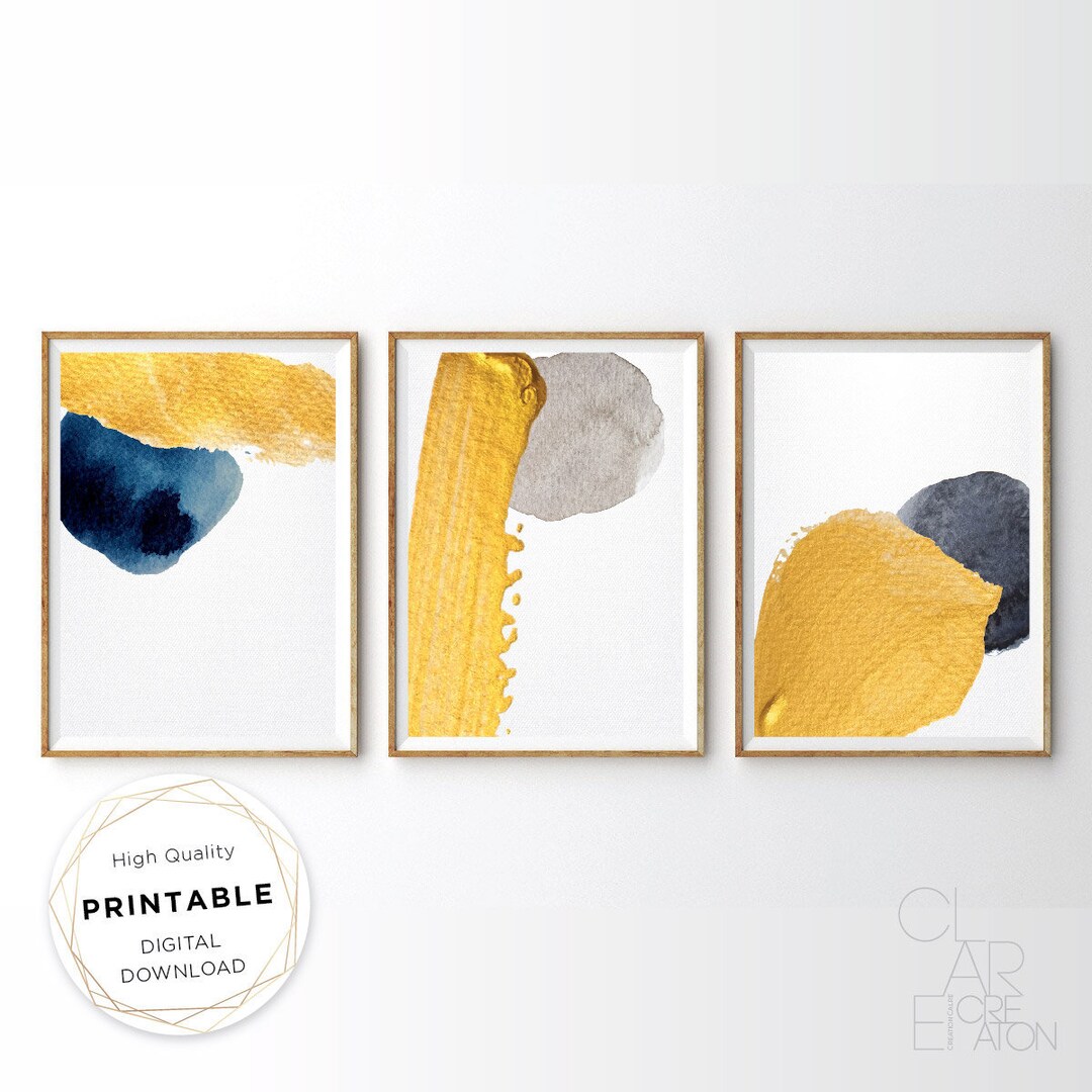 Mid Century Modern Art Print Set of 3, Neutral Geometric Gallery Wall ...