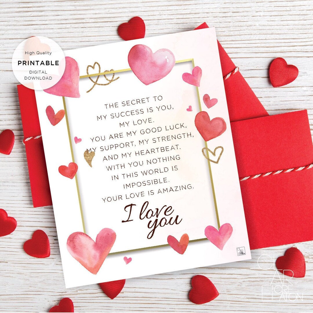 Printable Valentine s Day Letter Love Letter Valentines Anniversary Card For Husband Wife