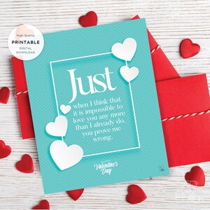 Carta imprimible del Día de San Valentín, Carta de Amor, Tarjeta de Aniversario de San Valentín para marido esposa novio novia Descarga Digital 173