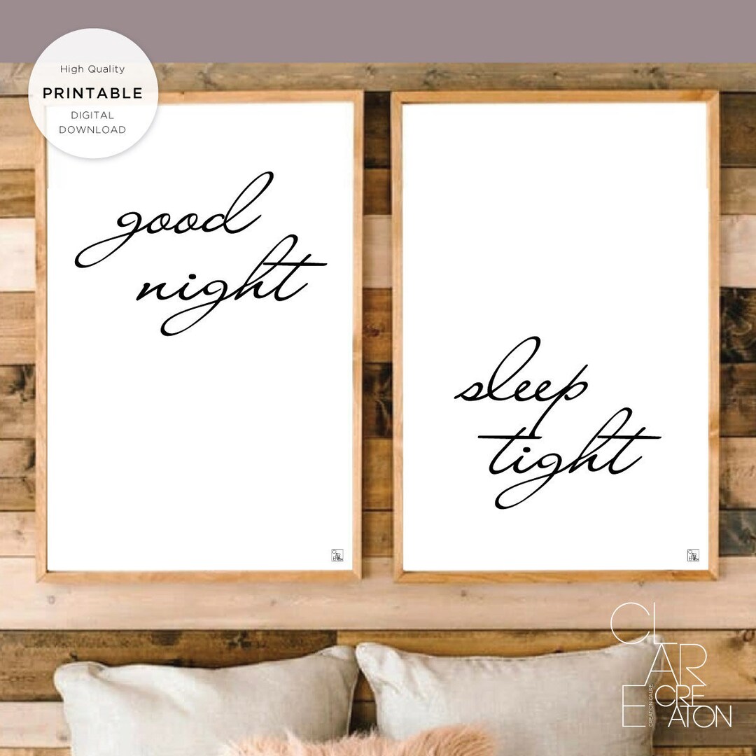 Good Night Sleep Tight Printable Set of 2 Prints Wall Art, Printable ...