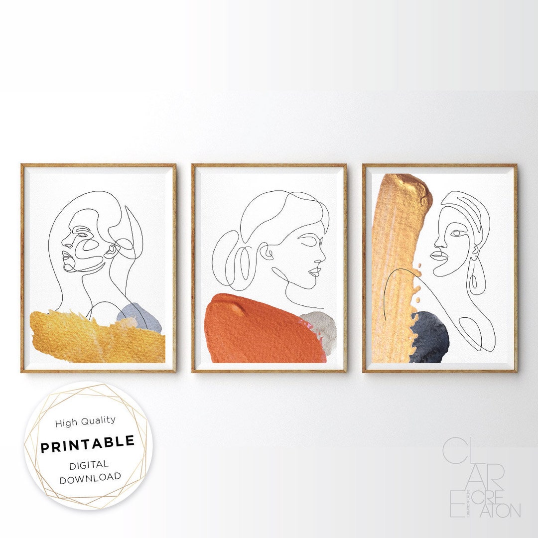 Mid Century Modern Art Print Set of 3, Neutral Geometric Gallery Wall ...