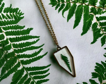 Handmade Resin Fern Necklace, Pressed Flower Pendant