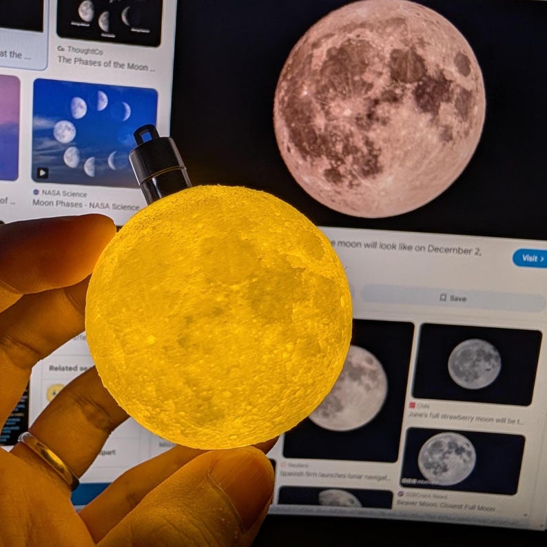 3D Printed Moon Lamp Ornament – , Space Decor, Astronomy Gift, Father's Day Gift image 6