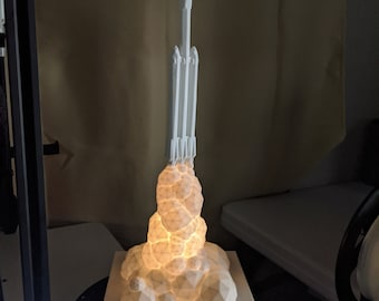 3D Printed Rocket Lamp – SpaceX Falcon Heavy Launch Lamp, Space Decor Night Light, Geek Gift for Rocket Lovers