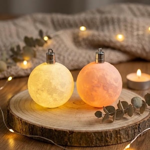 3D Printed Moon Lamp Ornament – , Space Decor, Astronomy Gift, Father's Day Gift One Regular+One Pink