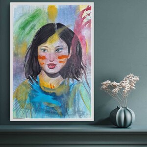 PORTRAIT WALL ART - Women Face Art - Portrait Canvas - Abstract woman acrylic -Modern home decor - Room Decor Painting