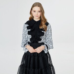 Black Tiered Skirt LBYL A Korean designer made in Korea