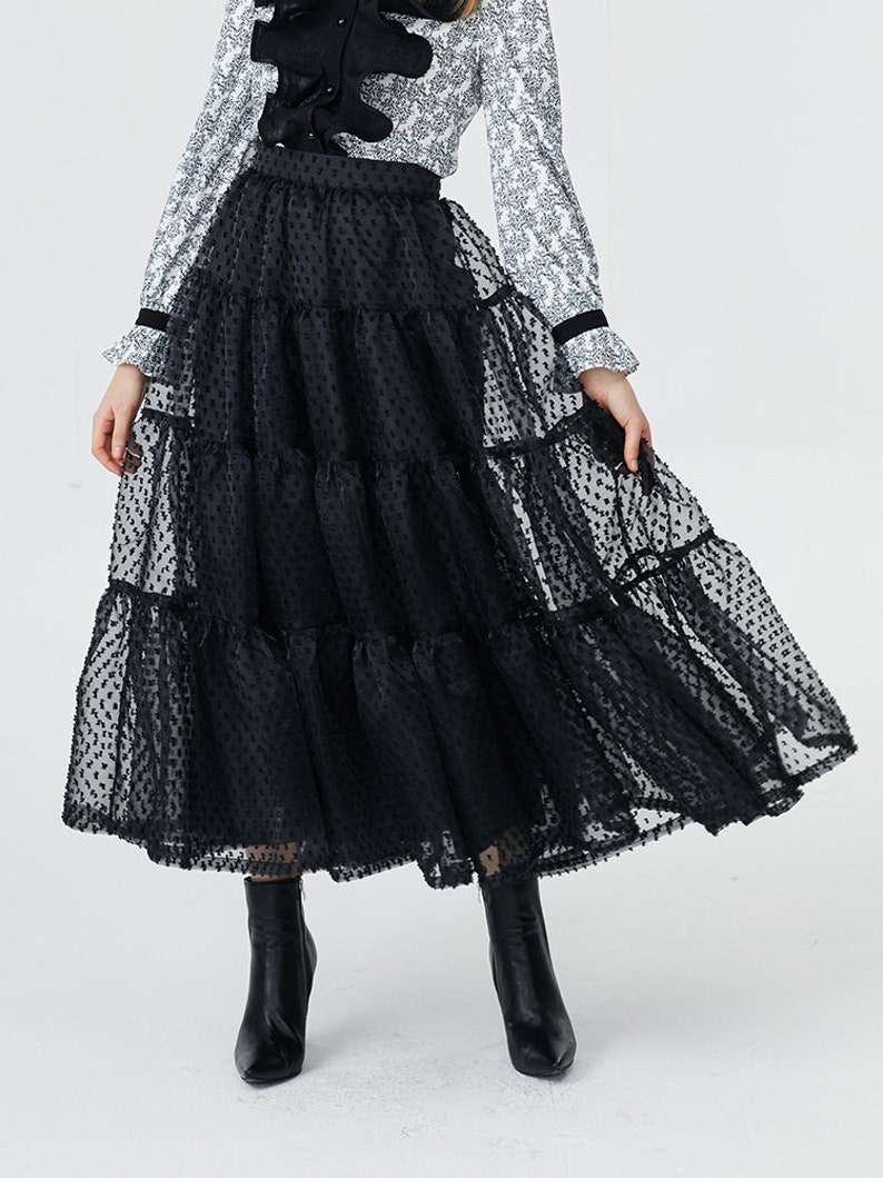 Black Tiered Skirt LBYL A Korean designer made in Korea