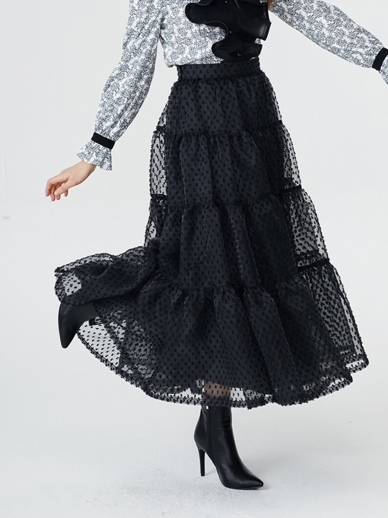 Black Tiered Skirt LBYL A Korean designer made in Korea