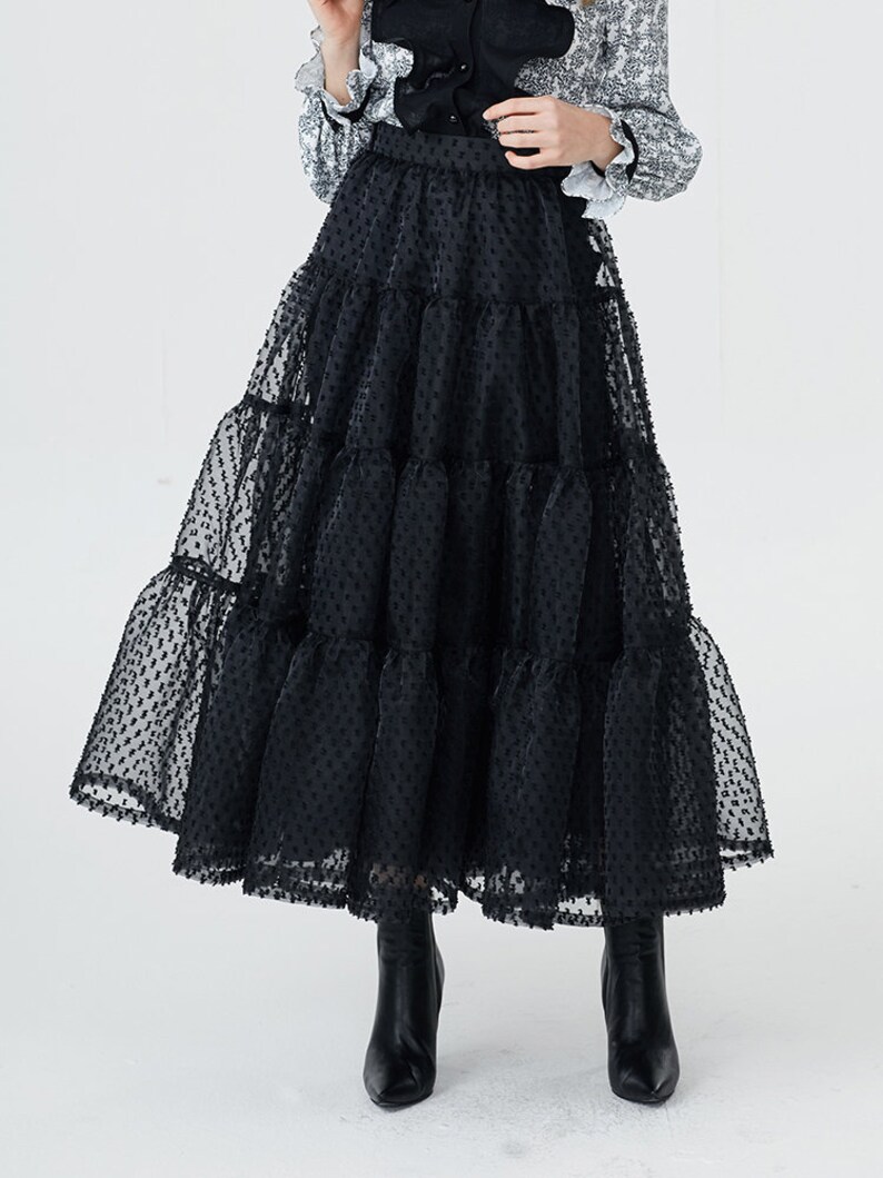 Black Tiered Skirt LBYL A Korean designer made in Korea