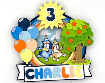 Bluey Inspired 3D Birthday Party Cake Topper
