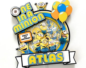 Minions Themed 3D Birthday Party Shaker Cake Topper