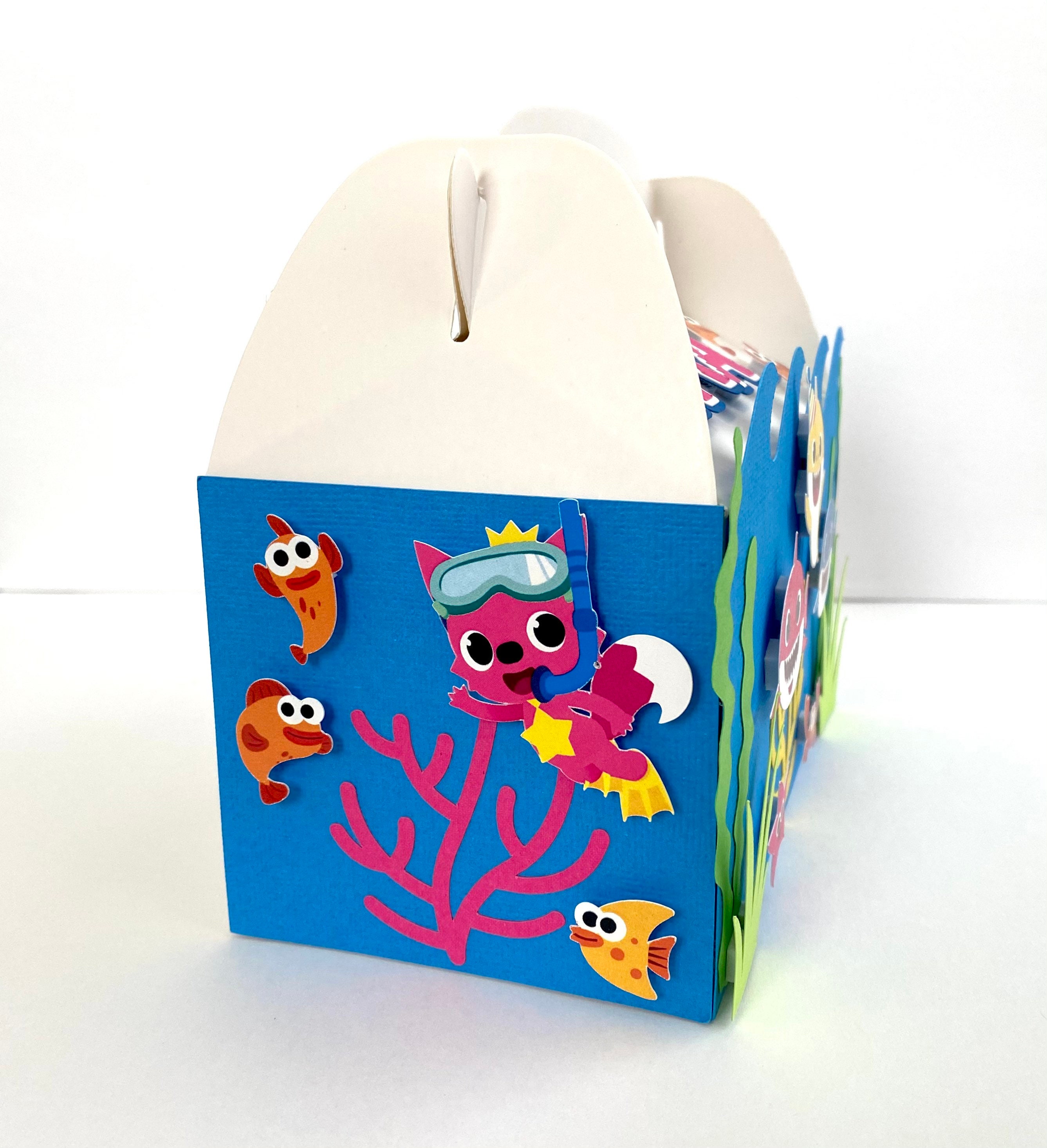 Baby Shark Themed Gable Treat Birthday Party Favour Boxes Etsy Canada
