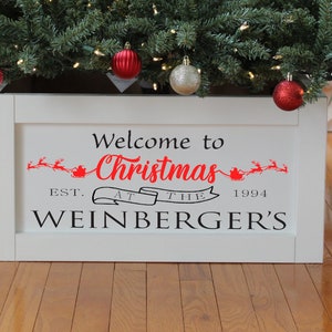 Personalized Farmhouse Christmas Tree Box: Tree Stand Cover
