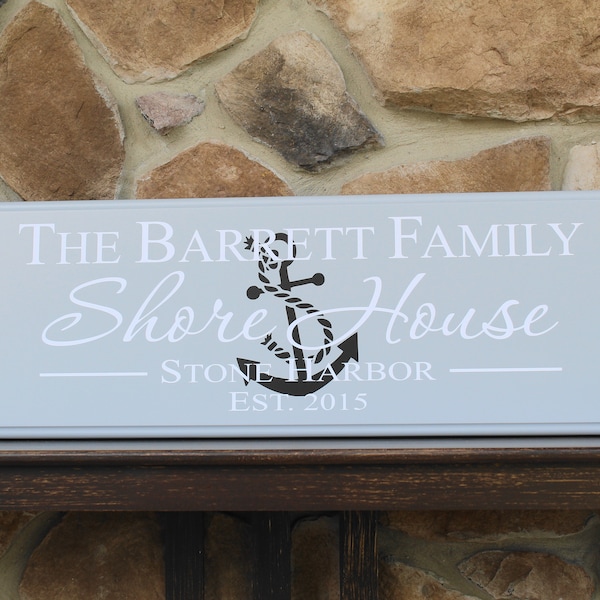 Shore house personalized sign, Family name personalized shore house sign