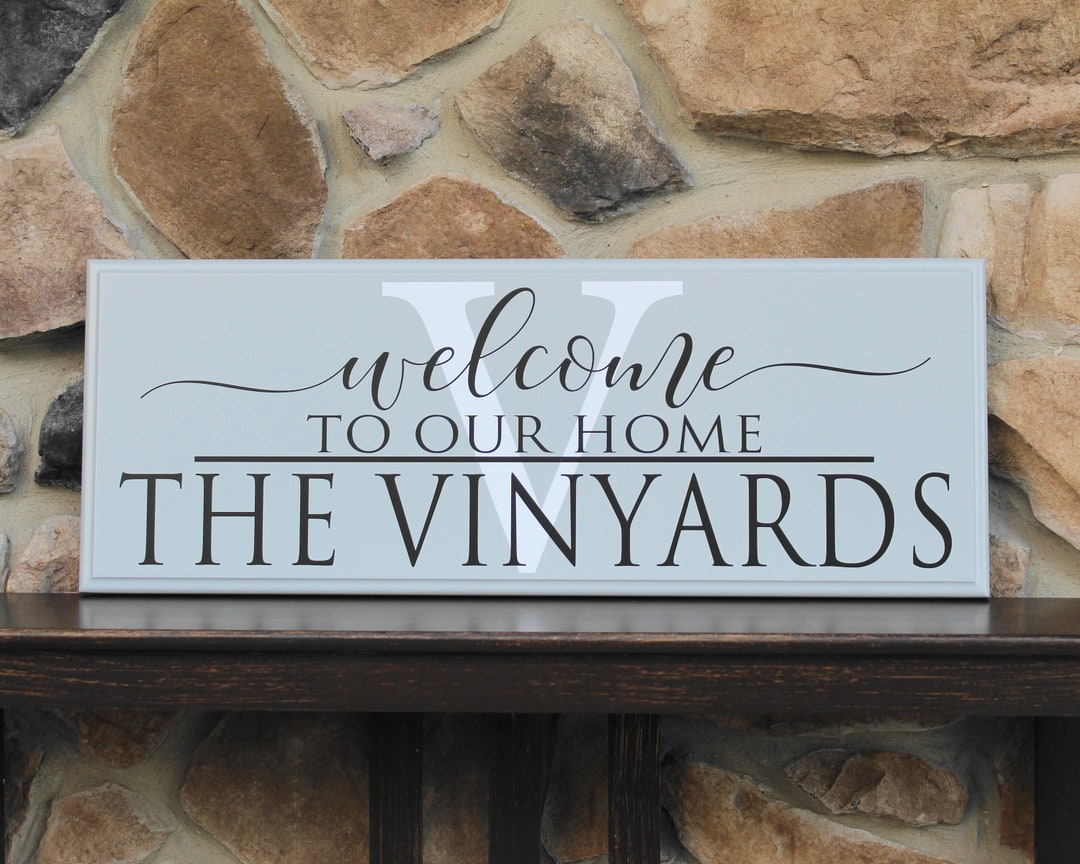 Personalized Welcome to Our Home Sign: Family Name Wall Decor - Etsy