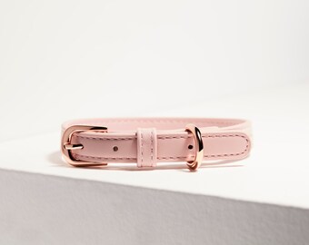 pale pink leather dog collar