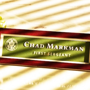 Military Desk Name Plate , Office Name Sign, Military Promotion, Father&#39;s birthday Gift, Army Gift, Name Plate with Logo