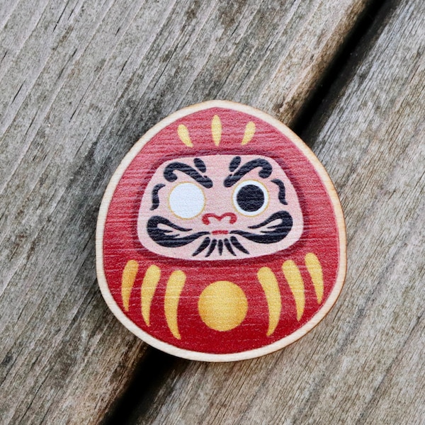 Daruma Doll Wooden Lapel Pin