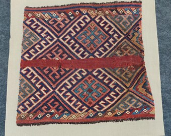 Alfombra antigua, tejido, bordado, tejido antiguo, alfombra de Anatolia, decoraciones de pared, decoración del hogar, kilim antiguo, alfombra de pared, fragmento, decoración de pared