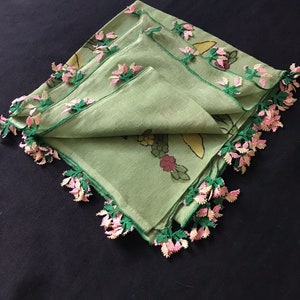 Scarf, antique scarf, embroidery scarf, antique textile, embroidery, antique embroidery, needlelace, needlelace scarf, Turkish scarf, oya