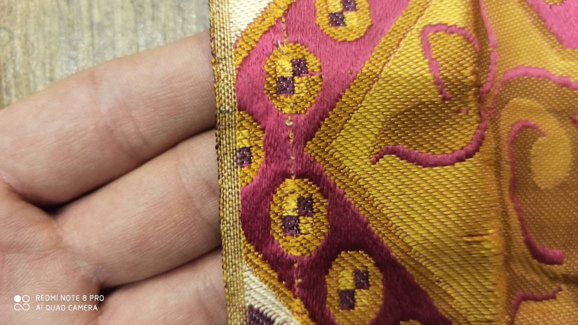 Antique Copper Self Textured Cotton Silk Fabric Precut 1 Meter FAB115 main image 1