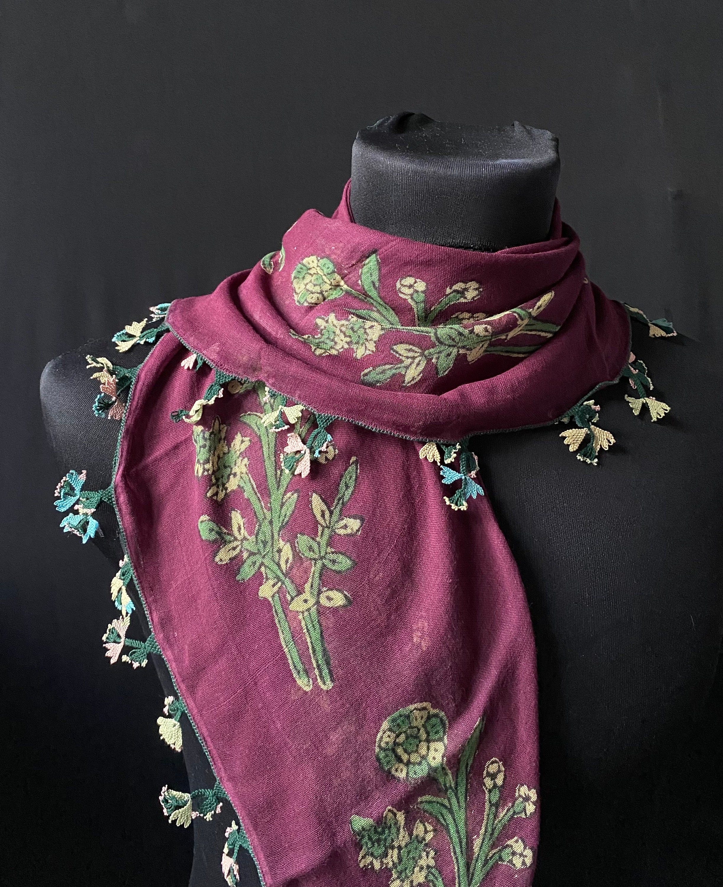Scarf, Antique Scarf, Embroidery Scarf, Antique Textile