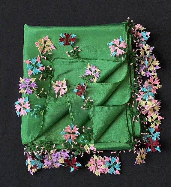 スカーフ、アンティーク スカーフ、刺繍スカーフ、アンティーク