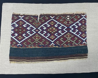 Alfombra antigua, tejido, bordado, tejido antiguo, alfombra de Anatolia, decoraciones de pared, decoración del hogar, diseño tribal, alfombra de pared, fragmento de kilim,
