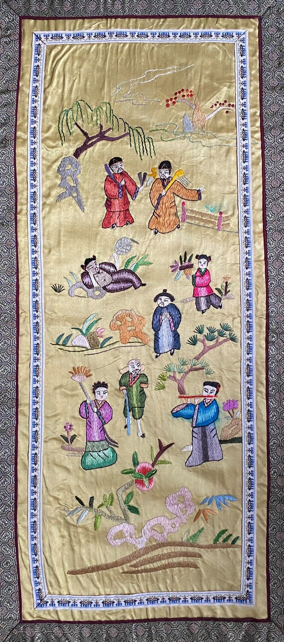 刺繍、装飾刺繍、壁装飾、中国刺繍、装飾織物、中国刺繍、アンティーク