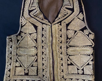 Antique textile, embroidery, antique costume, vest, antique vest, embroidery vest, Anatolian costume, velvet vest, Ottoman costume,