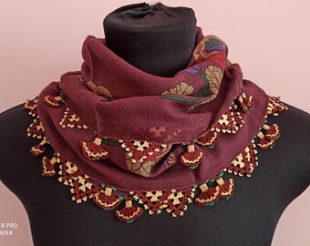 Silk Embroidery Scarf,antique Needlelace - Etsy