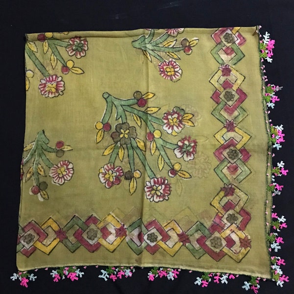 Scarf, antique scarf, embroidery scarf, antique textile, embroidery, antique embroidery, needlelace, needlelace scarf, Turkish scarf, oya