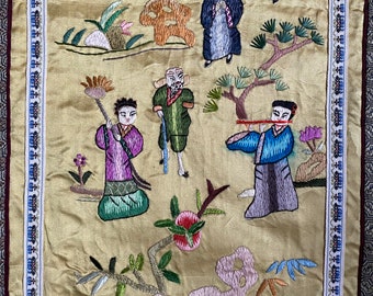 刺繍、装飾刺繍、壁装飾、中国刺繍、装飾織物、中国刺繍、アンティーク