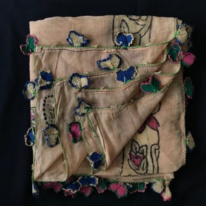 Scarf, antique scarf, embroidery scarf, antique textile, embroidery, antique embroidery, needlelace, needlelace scarf, Turkish scarf, oya