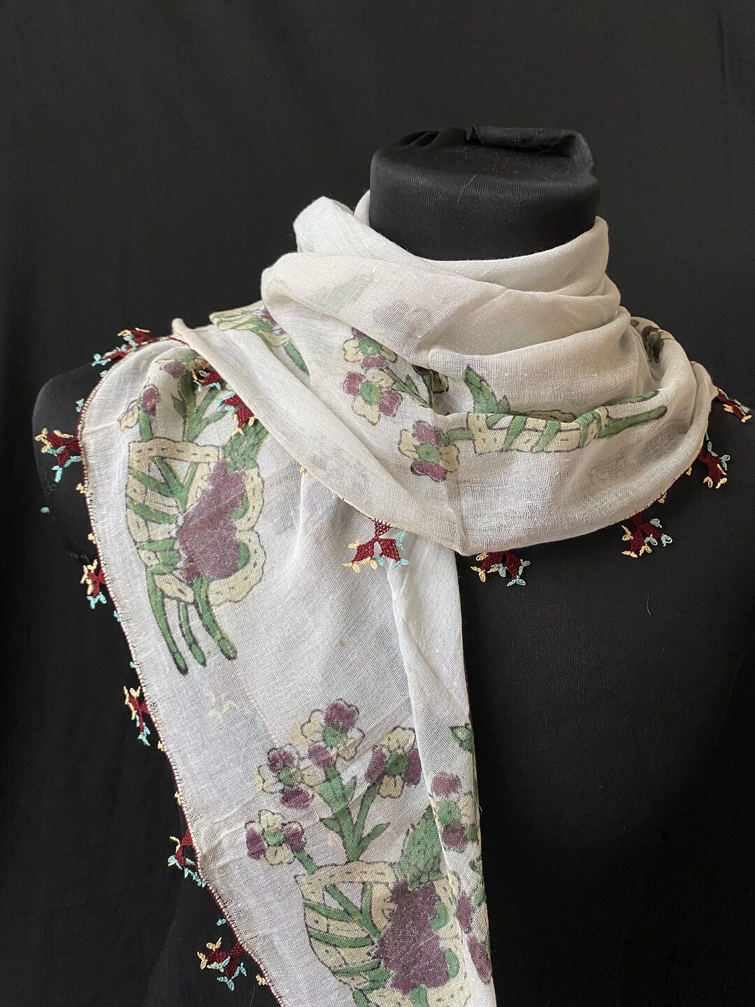 Scarf, Antique Scarf, Embroidery Scarf, Antique Textile