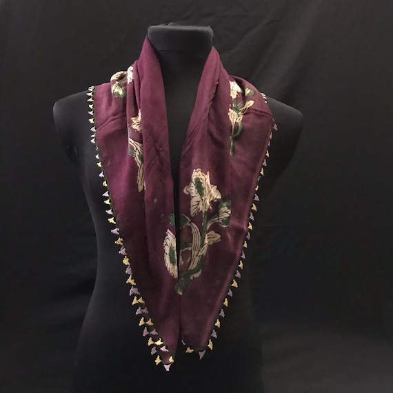 Scarf, antique scarf, embroidery scarf, antique t… - image 1