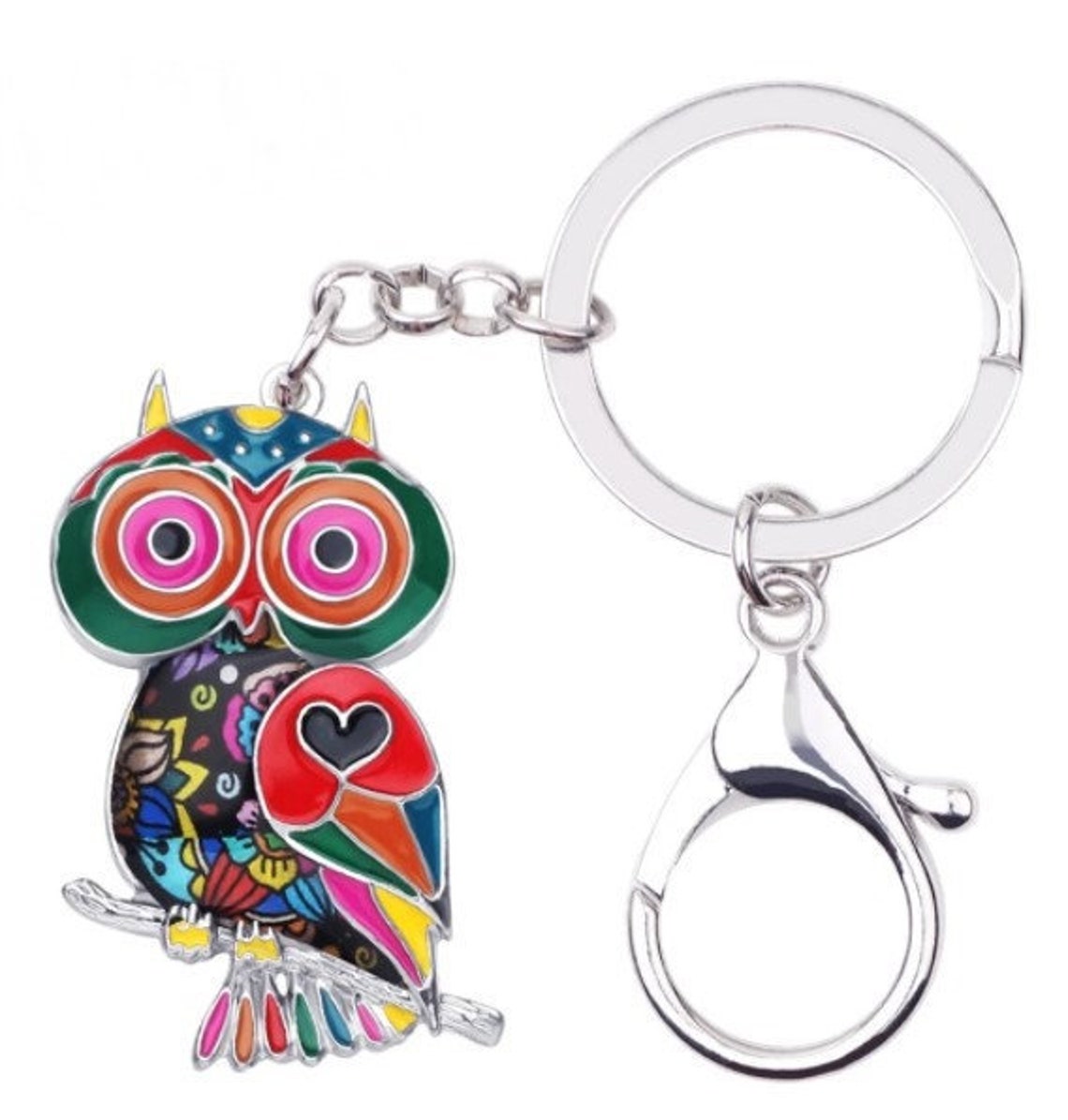 Owl Keychain Metal Keyring Bird Keychain Cute Owl Etsy