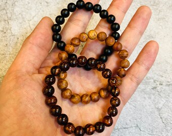 Custom Wood bead bracelet for men, women - Ebony, Dragon blood, Red Rosewood Bracelet