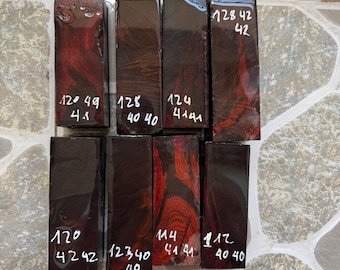 Set of 8 Siamese Rosewood blanks, D30, for wood turning, handle blank, pen blank