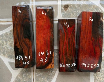 Set of 4 Nice Black Red Siamese Rosewood blanks for wood turning blank, knife handle blank, pen blank, D28