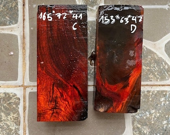 Set of 2  Black Red Siam Rosewood blanks, wood blank, knife handle blank, pen blank
