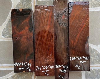 4 Siam Rosewood blanks, wood blank, knife handle blank, pen blank