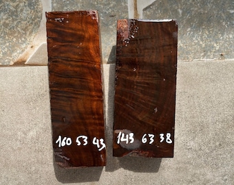 Set of 2 Coffee Curly Siam Rosewood blanks, wood blank, knife handle blank, pen blank