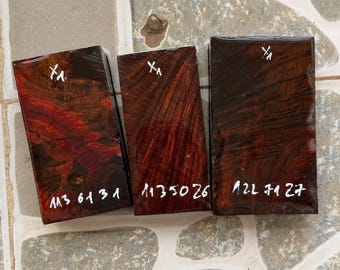 Set of 3 super Nice Curly Siamese Rosewood blanks for wood turning blank, pen blank, D55