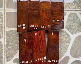 Set of 7 Curly Siamese Rosewood blanks for wood handle, pen turning, making. W14