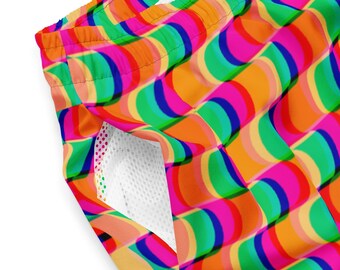 The Landry Recycled Swim Trunks - Trippy Optical Illusion Fashion - Retro Pattern Swimsuit