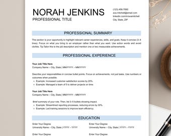 Modern Resume Template, Simple CV Design (Google Docs, Word, Canva)